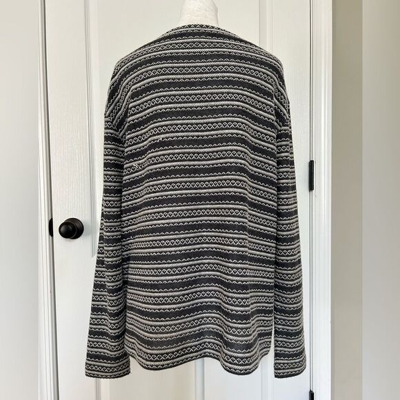 J. Jill Women’s Gray & White Patterned Long Sleeve Top Cotton Blend Size Medium - Picture 5 of 12